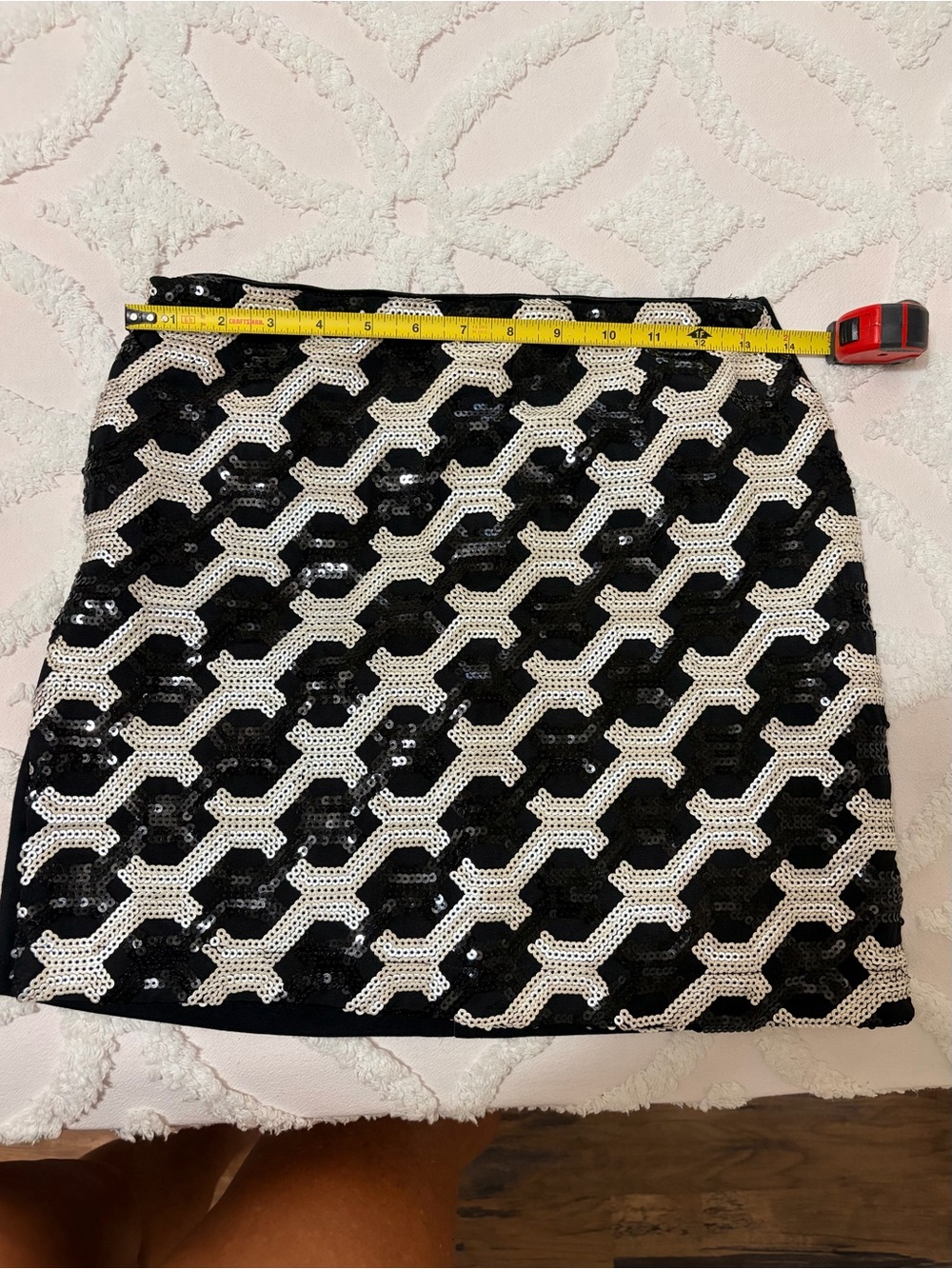 Romeo & Juliet Couture Black and White Sequin Mini Skirt